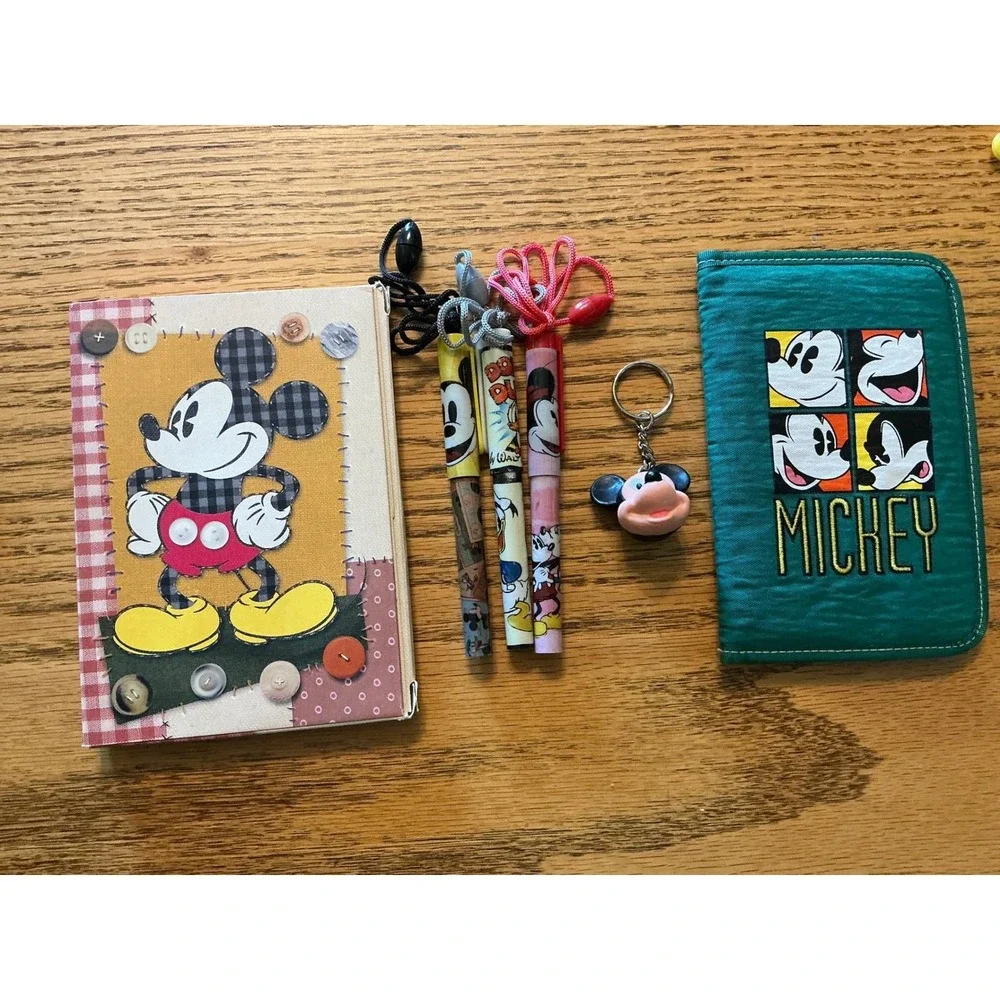 Disney Mickey Mouse Stationery Bundle Notebook Pens Keychain Set Vintage works